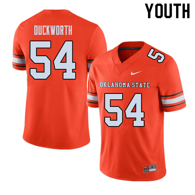 Youth #54 Marcus Duckworth Oklahoma State Cowboys College Football Jerseys Sale-Alternate - Click Image to Close